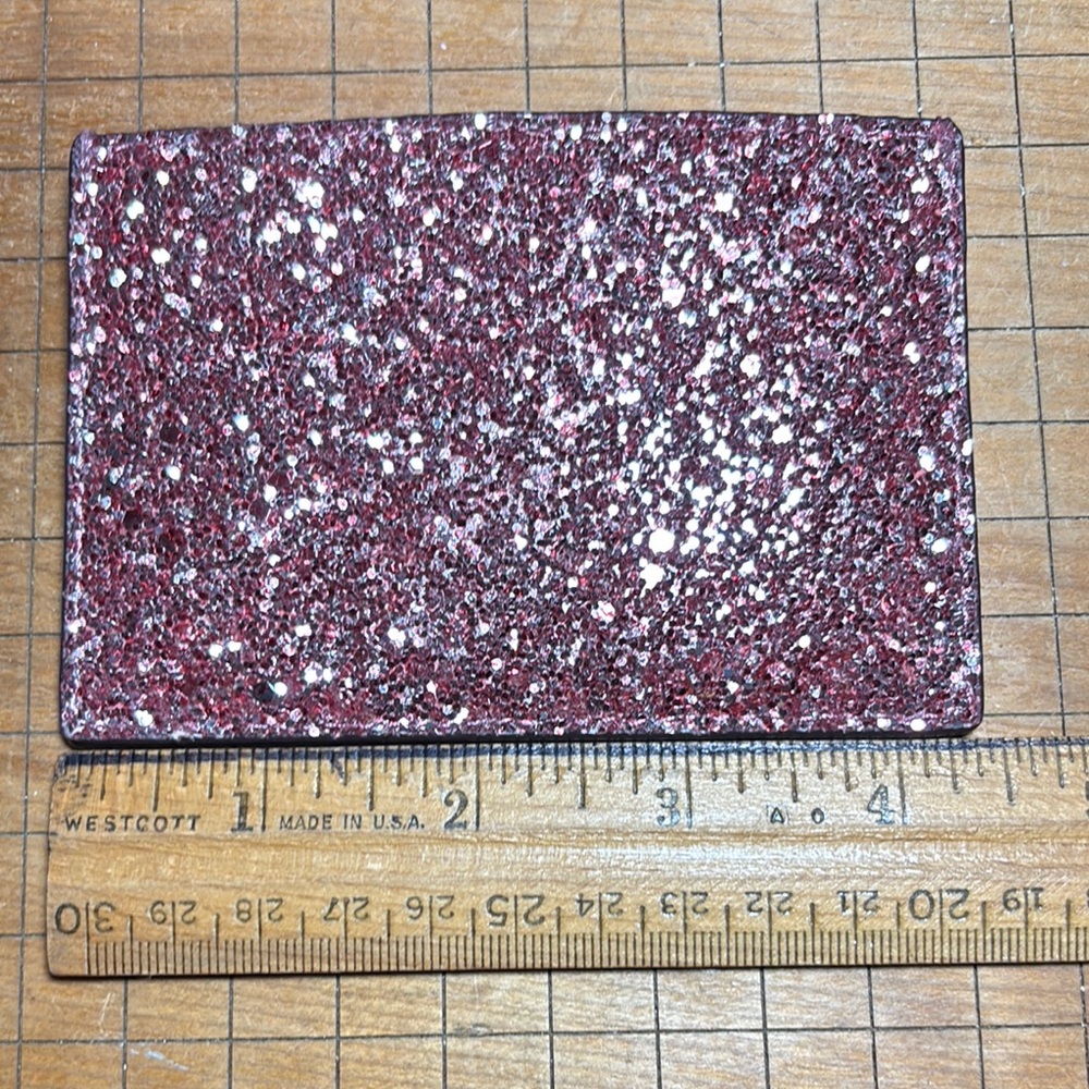 Kate Spade Card Holder Blush Leather w Glitter Back 4 3/8Lx3”H Pink Interior - Picture 15 of 17